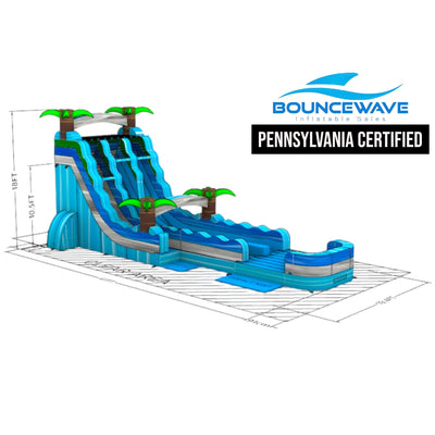 18ft Bahama Blast Hybrid DL Inflatable Water Slide PA Certified - BounceWave Inflatable Sales