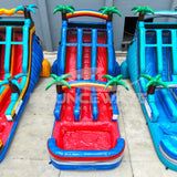 18ft Baja Splash Dual Lane Water Slide – Center Climb - BounceWave Inflatable Sales
