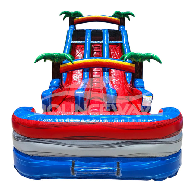18ft Baja Splash Dual Lane Water Slide – Center Climb - BounceWave Inflatable Sales
