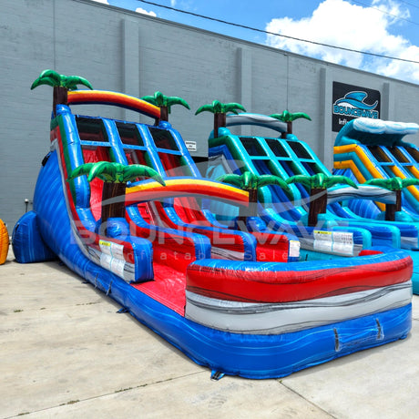 18ft Baja Splash Dual Lane Water Slide – Center Climb - BounceWave Inflatable Sales
