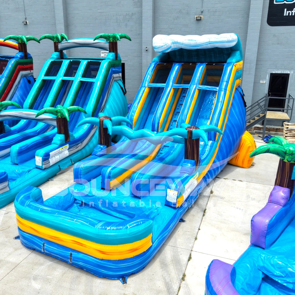 18ft Bimini Wave Dual Lane Water Slide – Center Climb - BounceWave Inflatable Sales