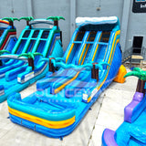 18ft Bimini Wave Dual Lane Water Slide – Center Climb - BounceWave Inflatable Sales