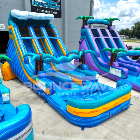 18ft Bimini Wave Dual Lane Water Slide – Center Climb - BounceWave Inflatable Sales