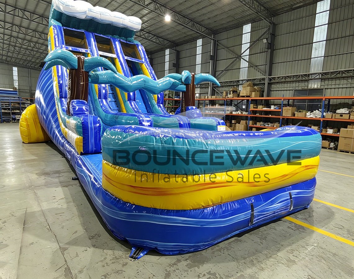 18ft Bimini Wave Dual Lane Water Slide – Center Climb - BounceWave Inflatable Sales