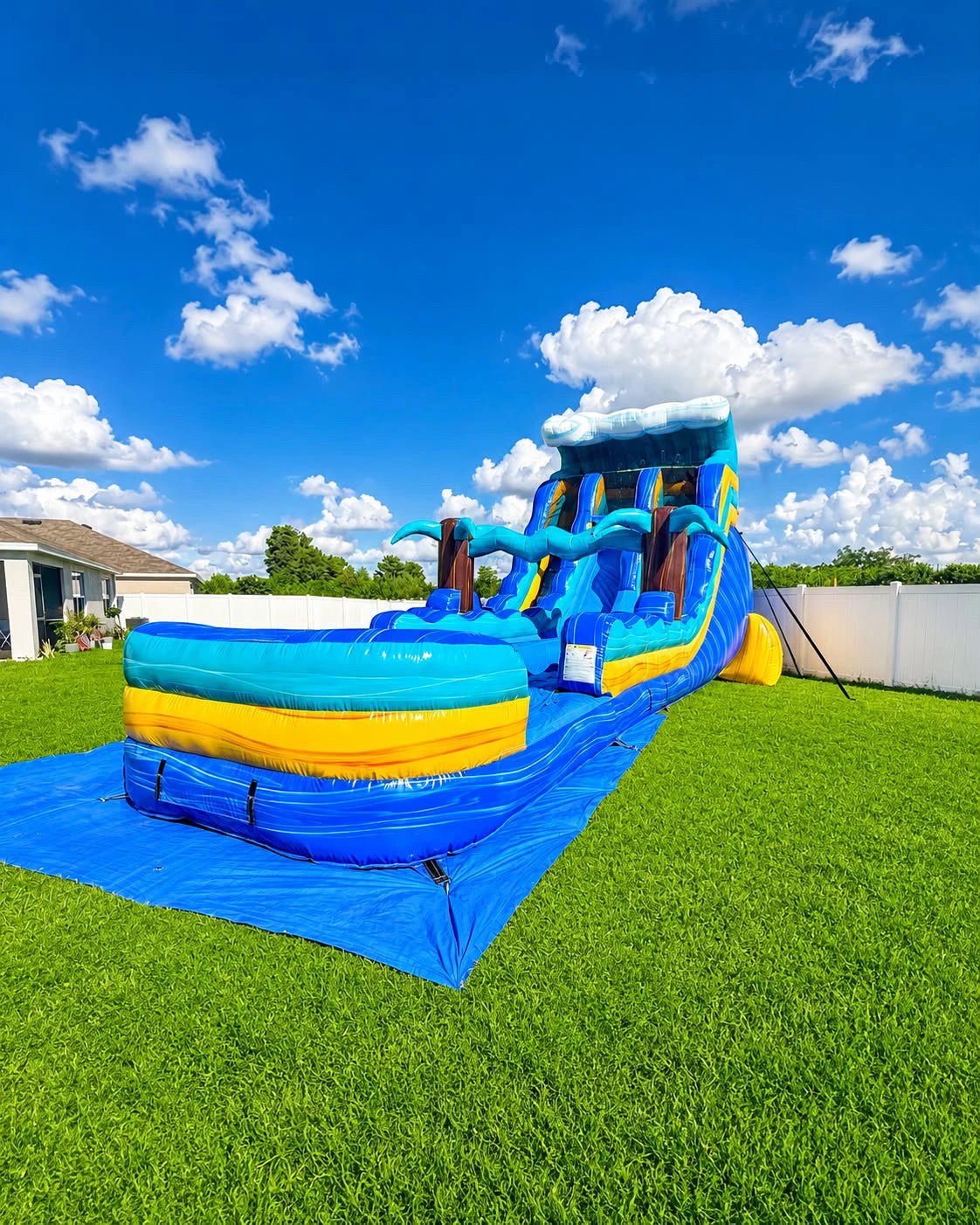 18ft Bimini Wave Dual Lane Water Slide – Hybrid - BounceWave Inflatable Sales
