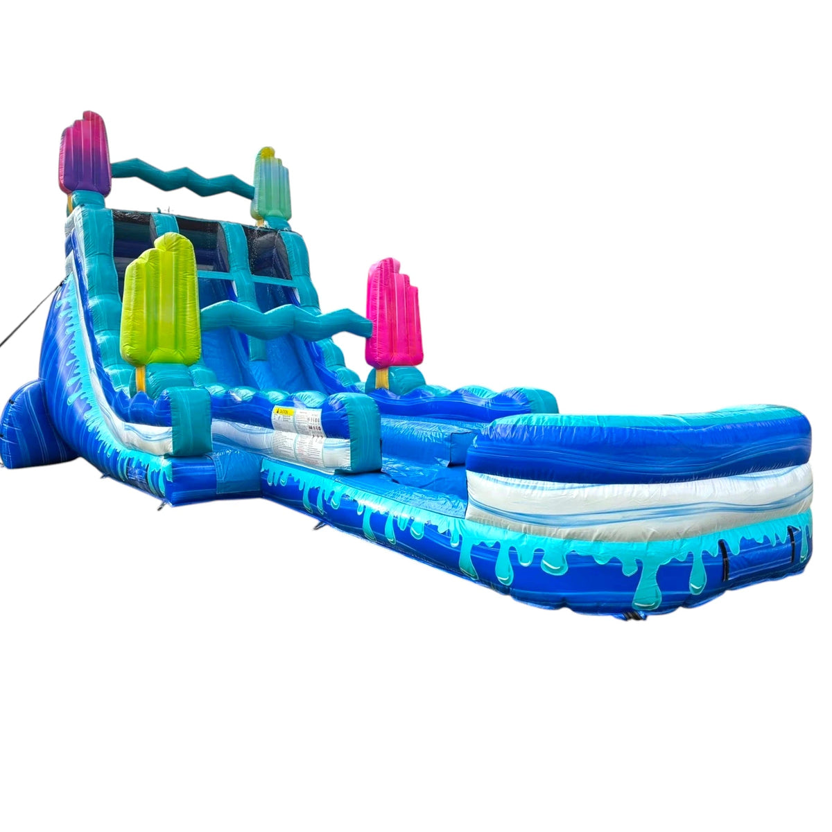 18ft Blue Freeze Pop Falls Dual Lane Water Slide – Hybrid - BounceWave Inflatable Sales