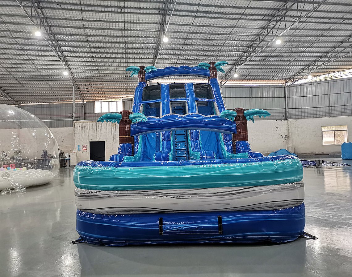 18ft Cayman Crush Dual Lane Center Climb Inflatable Water Slide