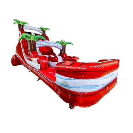 18ft Crimson Bay Commercial Single Lane Inflatable Water Slide INFLATED LANDING - BounceWave Inflatable Sales