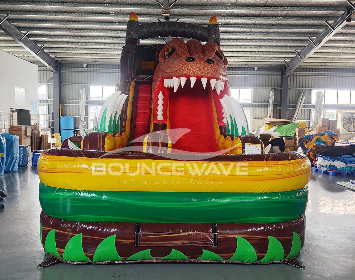 18ft Dino Rage Commercial Single Lane Inflatable Water Slide - BounceWave Inflatable Sales