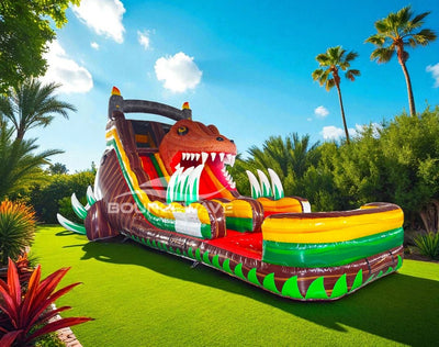18ft Dino Rage Commercial Single Lane Inflatable Water Slide - BounceWave Inflatable Sales