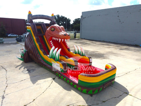 18ft Dino Rage Commercial Single Lane Inflatable Water Slide - BounceWave Inflatable Sales