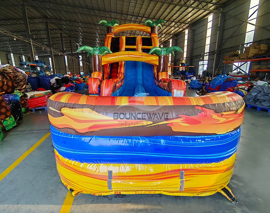 18ft Fiesta Fire Hybrid Dual Lane Inflatable Water Slide - BounceWave Inflatable Sales