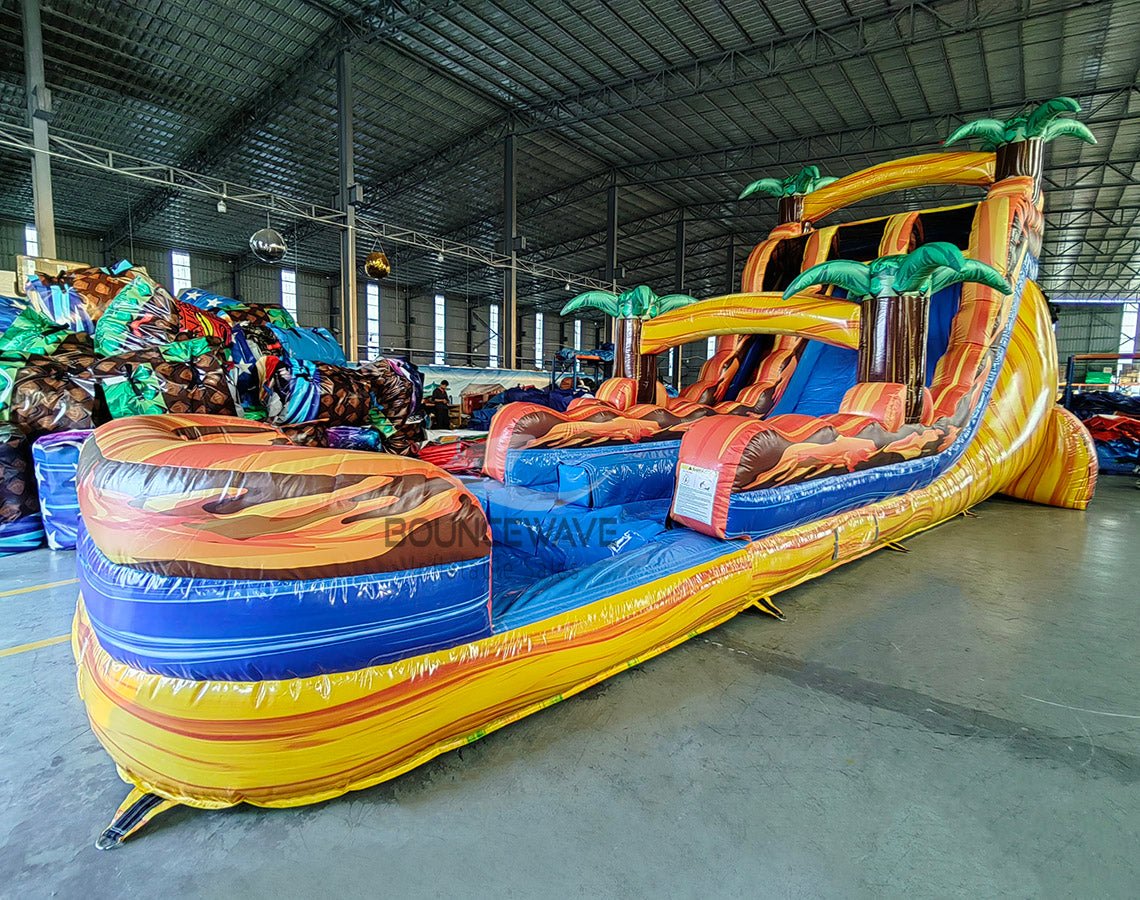18ft Fiesta Fire Hybrid Dual Lane Inflatable Water Slide - BounceWave Inflatable Sales