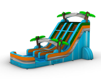 18ft Fiji Falls Dual Lane Center Climb Inflatable Water Slide - BounceWave Inflatable Sales