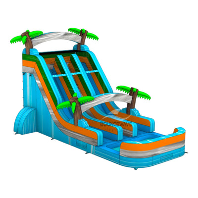 18ft Fiji Falls Dual Lane Center Climb Inflatable Water Slide - BounceWave Inflatable Sales