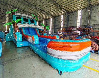 18ft Fiji Falls Hybrid Dual Lane Inflatable Water Slide - BounceWave Inflatable Sales