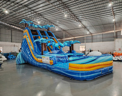18ft Flashpoint Falls Dual Lane Center Climb Inflatable Water Slide - BounceWave Inflatable Sales