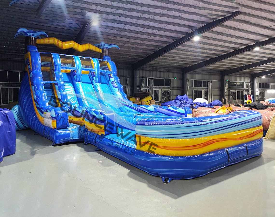18ft Flashpoint Triple Lane Water Slide – Hybrid - BounceWave Inflatable Sales
