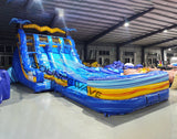 18ft Flashpoint Triple Lane Water Slide – Hybrid - BounceWave Inflatable Sales