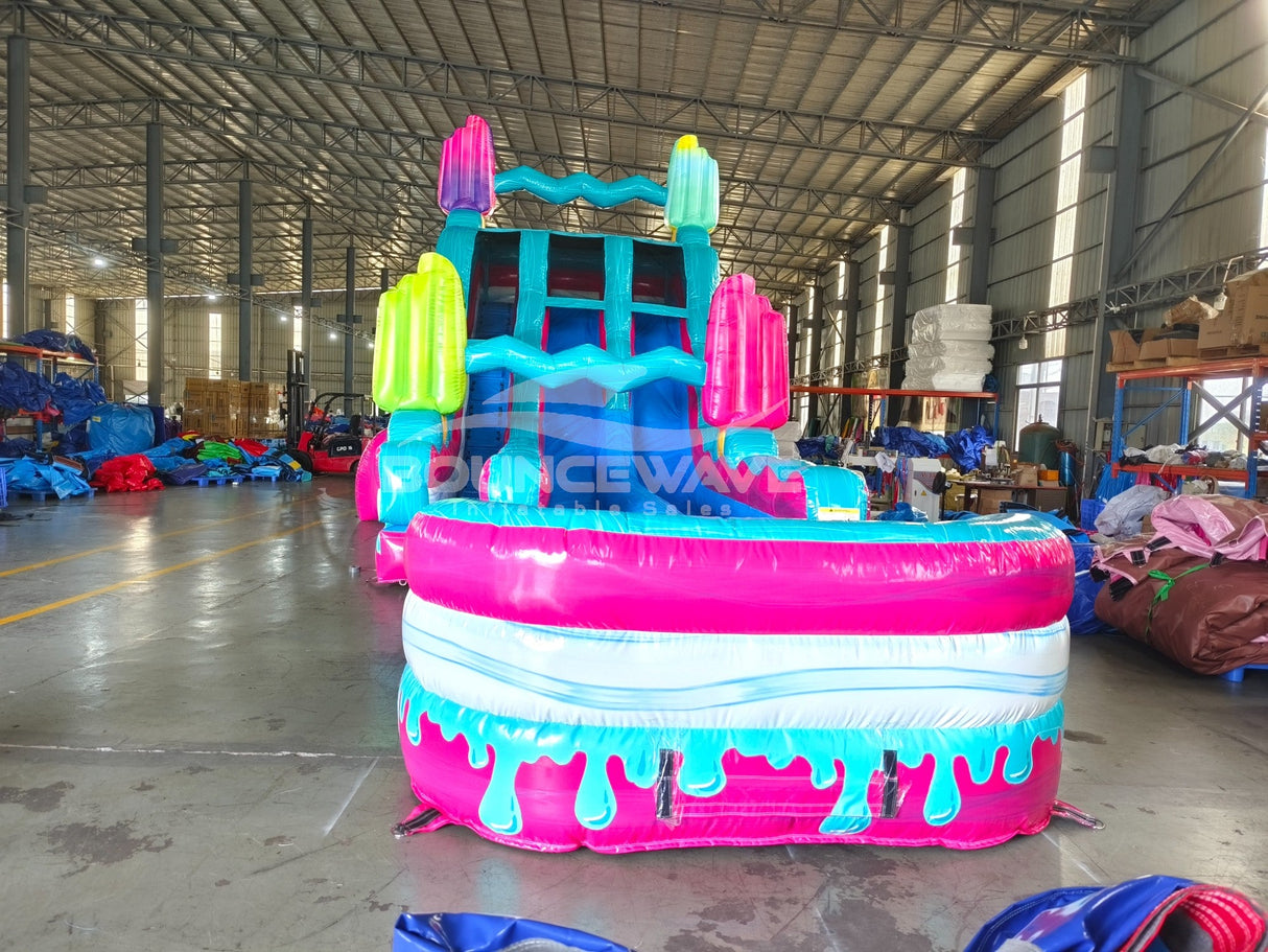 18ft Freeze Pop Falls Dual Lane Hybrid Inflatable Water Slide - BounceWave Inflatable Sales
