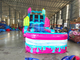 18ft Freeze Pop Falls Dual Lane Hybrid Inflatable Water Slide - BounceWave Inflatable Sales