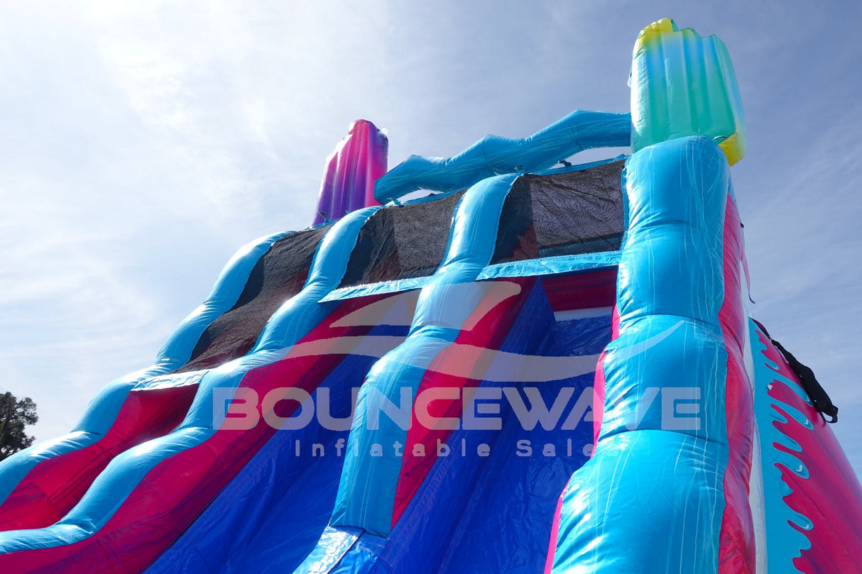 18ft Freeze Pop Falls Dual Lane Hybrid Inflatable Water Slide - BounceWave Inflatable Sales