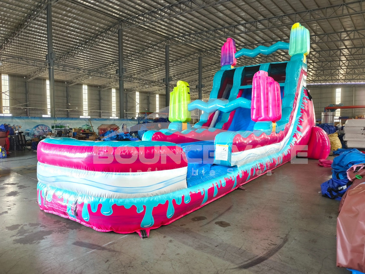 18ft Freeze Pop Falls Dual Lane Hybrid Inflatable Water Slide - BounceWave Inflatable Sales
