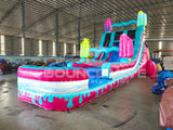18ft Freeze Pop Falls Dual Lane Hybrid Inflatable Water Slide - BounceWave Inflatable Sales