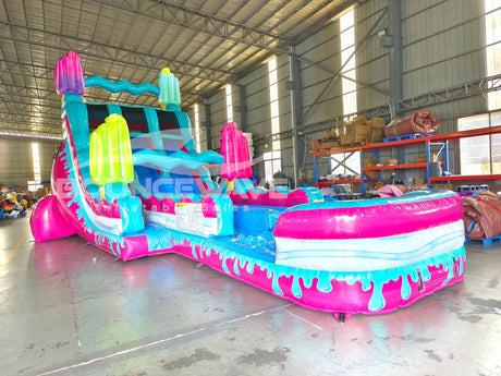 18ft Freeze Pop Falls Dual Lane Hybrid Inflatable Water Slide - BounceWave Inflatable Sales