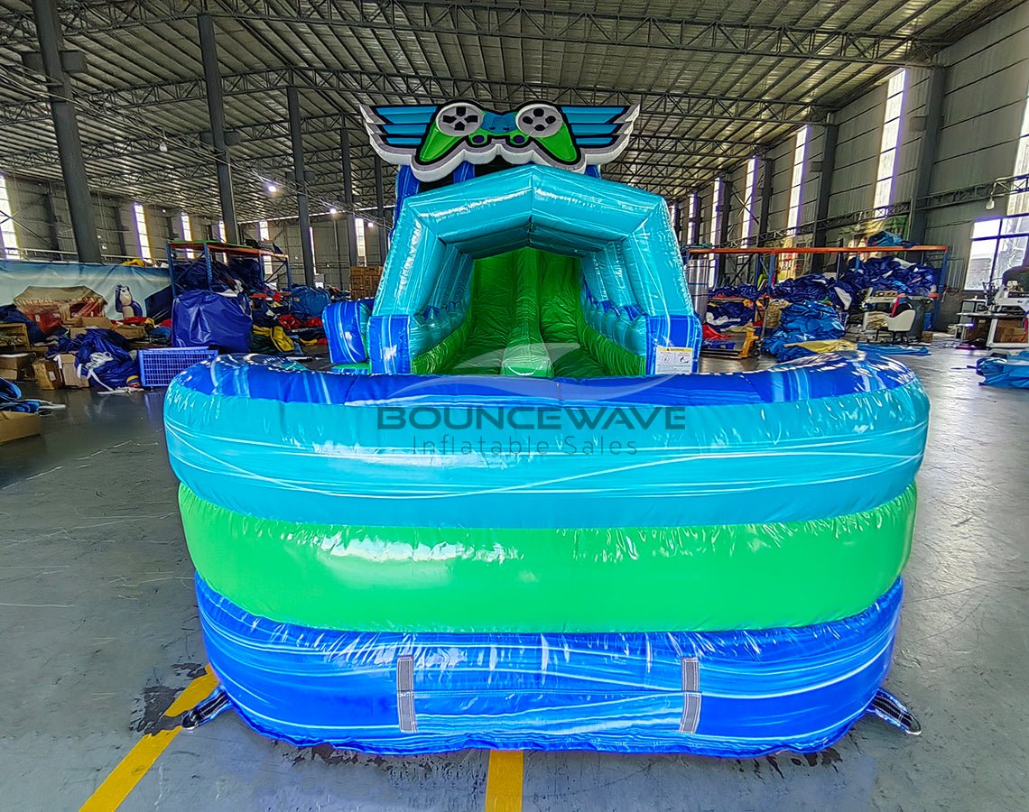 18ft GameFly Dual Lane Hybrid Inflatable Water Slide - BounceWave Inflatable Sales