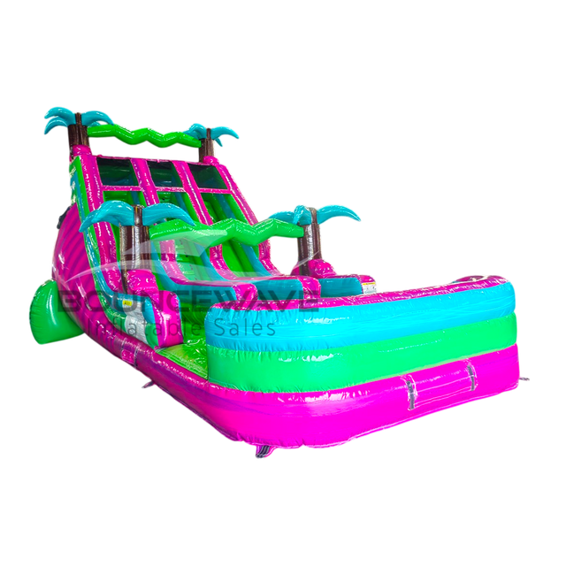 18ft Glowrider Dual Lane Water Slide – Center Climb - BounceWave Inflatable Sales