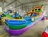 18ft Goombay Splash Hybrid Dual Lane Inflatable Water Slide - BounceWave Inflatable Sales