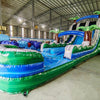 18ft Green Gush Hybrid Dual Lane Inflatable Water Slide - BounceWave Inflatable Sales