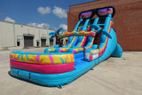 18ft Island Flow Dual Lane Center Climb Inflatable Water Slide - BounceWave Inflatable Sales