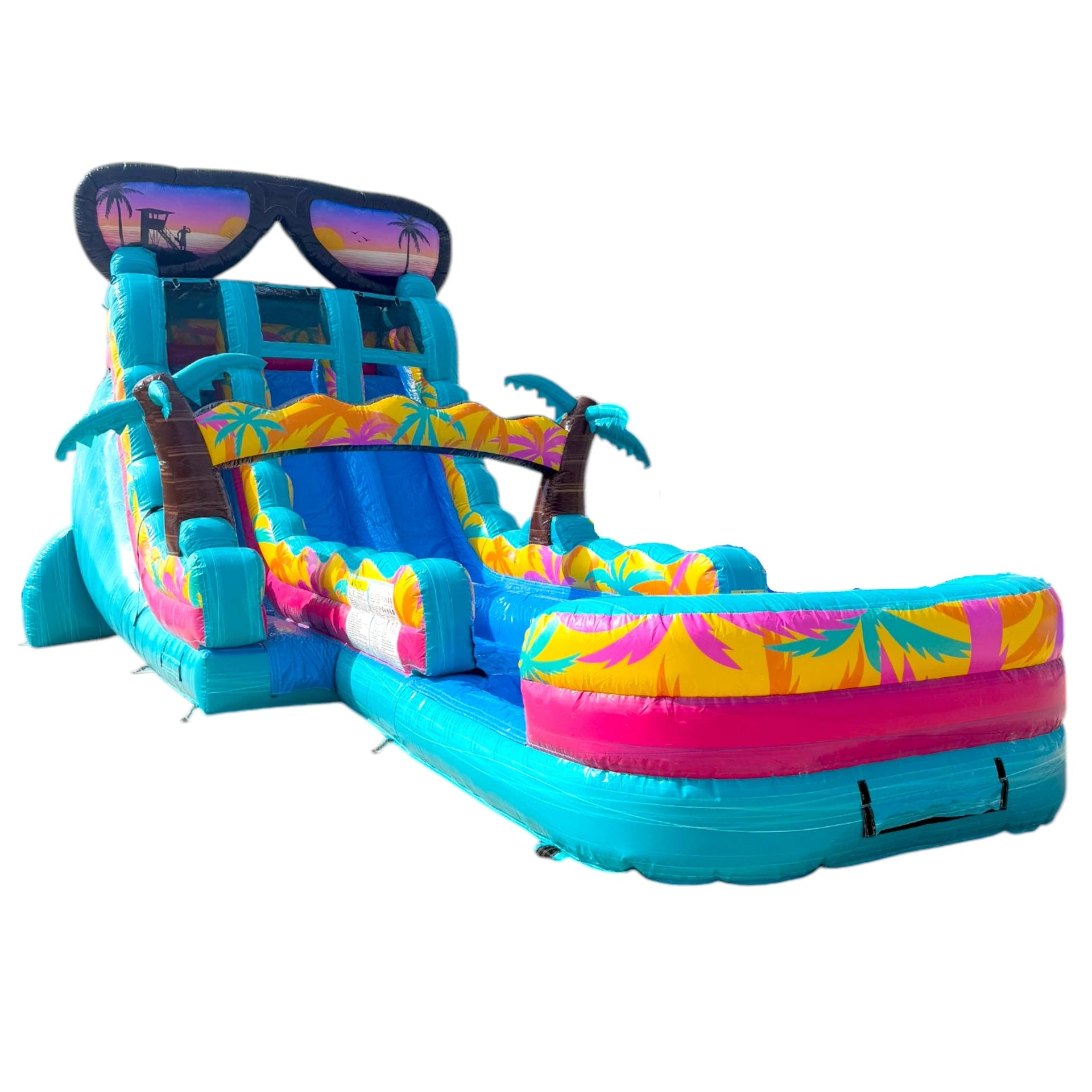 適切な価格 18ft Island Flow Hybrid Dual Lane Inflatable Water Slide 土地