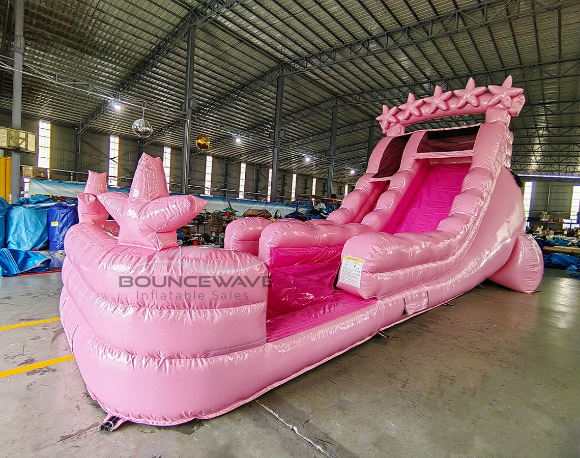 18ft Pink Glitter Commercial Single Lane Inflatable Water Slide - BounceWave Inflatable Sales