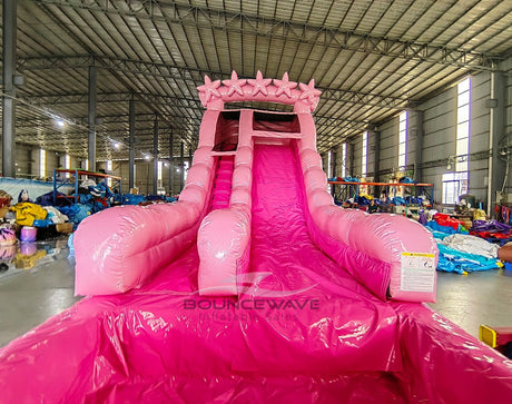 18ft Pink Glitter Commercial Single Lane Inflatable Water Slide - BounceWave Inflatable Sales