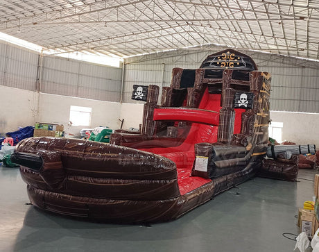 18ft Pirate Ship Dual Lane Hybrid Inflatable Water Slide - BounceWave Inflatable Sales
