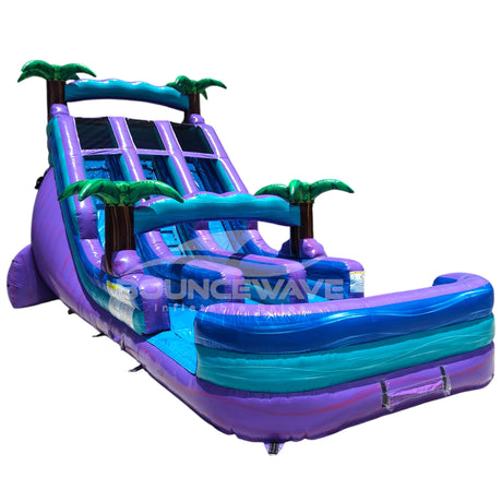 18ft Purple Plunge Dual Lane Water Slide – Center Climb - BounceWave Inflatable Sales