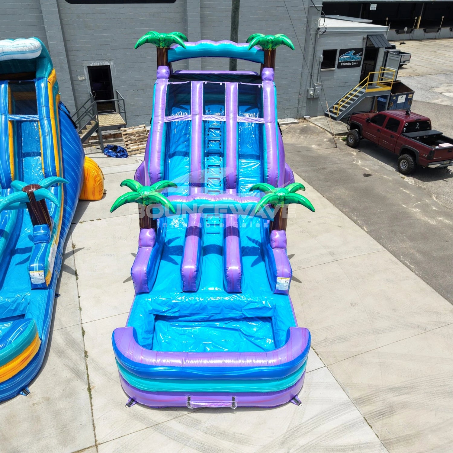 18ft Purple Plunge Dual Lane Water Slide – Center Climb