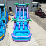 18ft Purple Plunge Dual Lane Water Slide – Center Climb - BounceWave Inflatable Sales