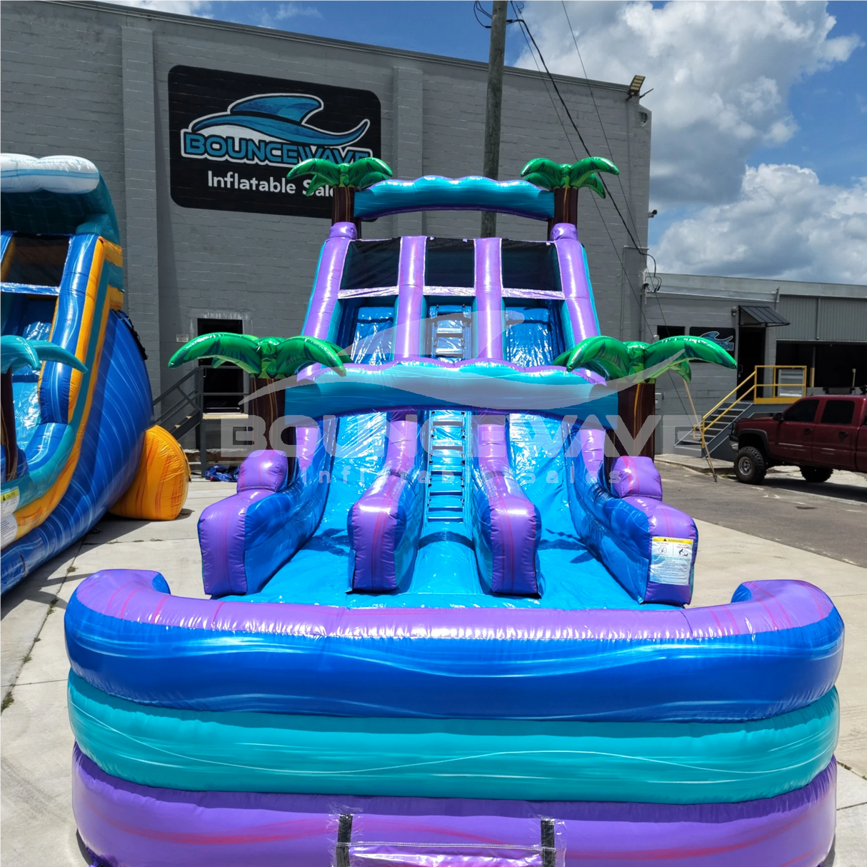 18ft Purple Plunge Dual Lane Water Slide – Center Climb