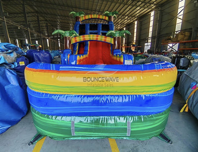 18ft Reggae Rush Hybrid Dual Lane Inflatable Water Slide - BounceWave Inflatable Sales
