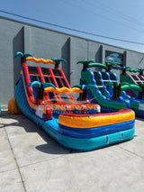18ft Riptide Dual Lane Water Slide – Center Climb - BounceWave Inflatable Sales