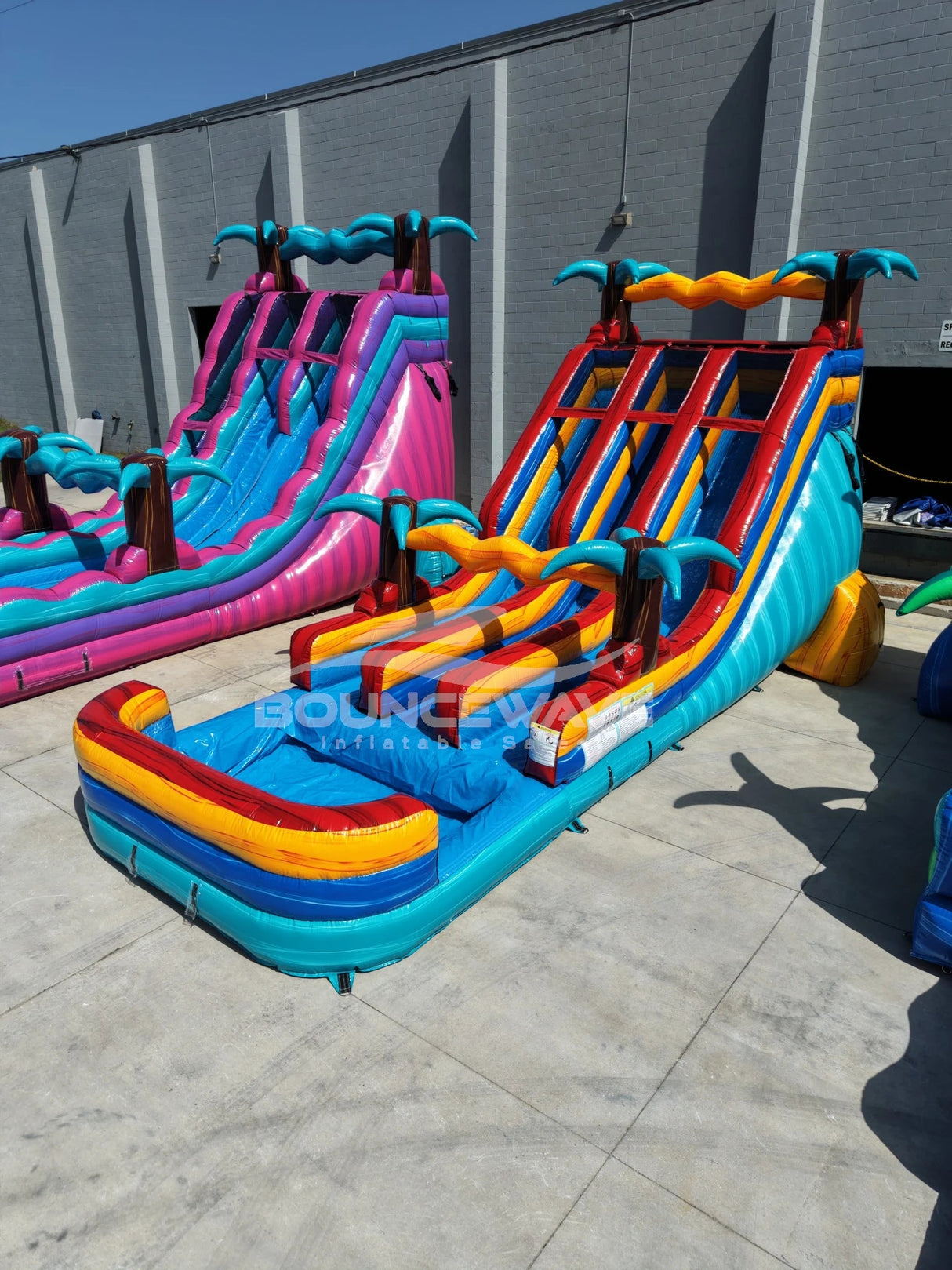 18ft Riptide Dual Lane Water Slide – Center Climb - BounceWave Inflatable Sales