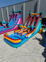 18ft Riptide Dual Lane Water Slide – Center Climb - BounceWave Inflatable Sales