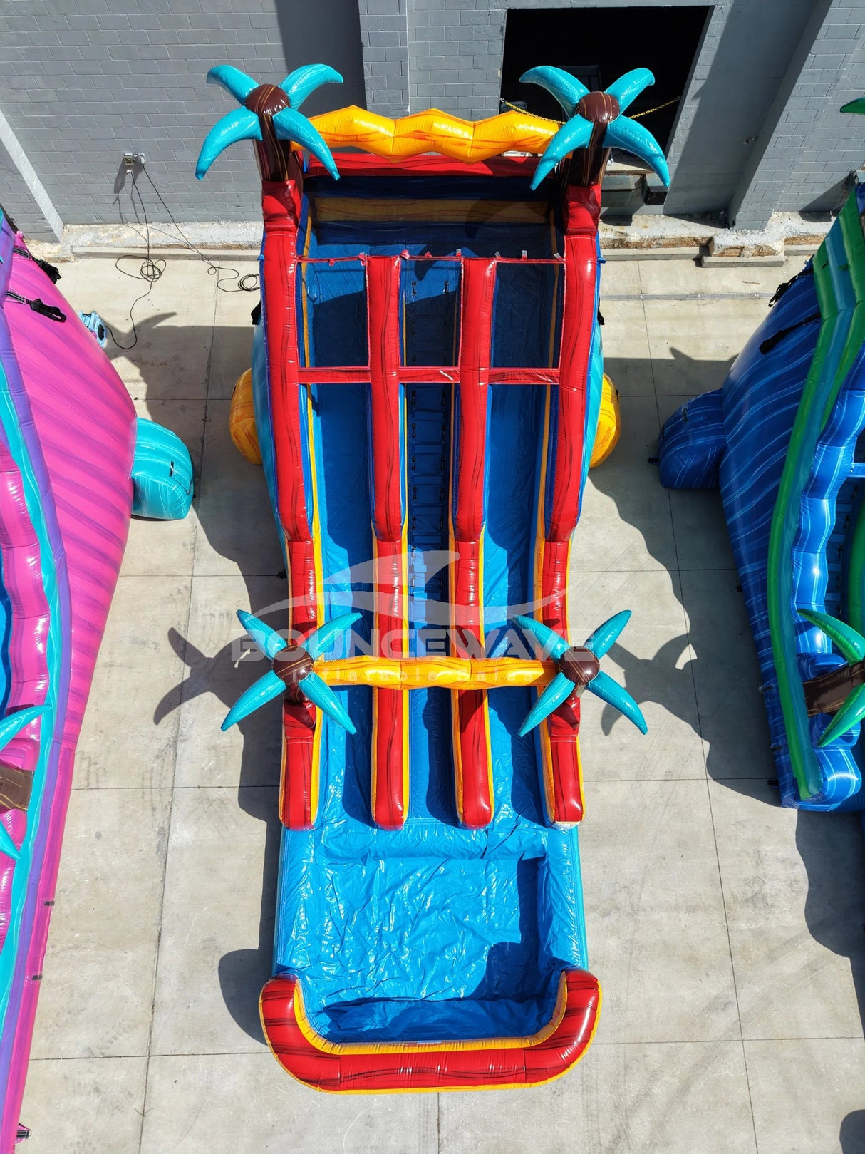 18ft Riptide Dual Lane Water Slide – Center Climb - BounceWave Inflatable Sales