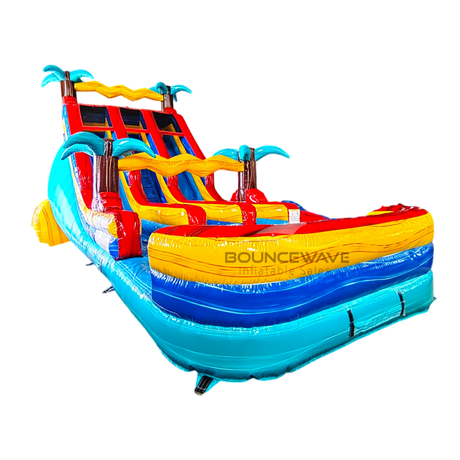 18ft Riptide Dual Lane Water Slide – Center Climb - BounceWave Inflatable Sales