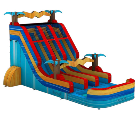 18ft Riptide Dual Lane Water Slide – Center Climb - BounceWave Inflatable Sales