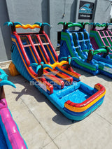 18ft Riptide Dual Lane Water Slide – Center Climb - BounceWave Inflatable Sales